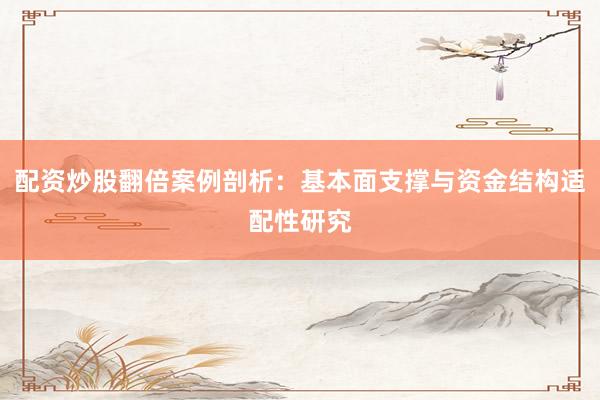 配资炒股翻倍案例剖析：基本面支撑与资金结构适配性研究