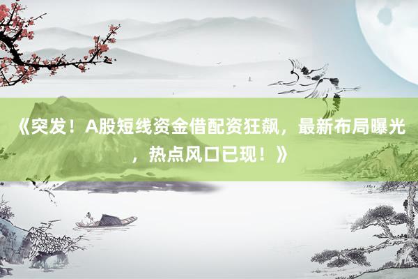 《突发！A股短线资金借配资狂飙，最新布局曝光，热点风口已现！》
