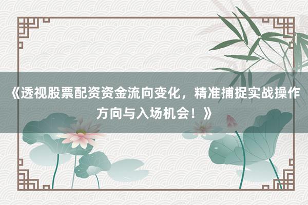 《透视股票配资资金流向变化，精准捕捉实战操作方向与入场机会！》